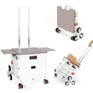 SELORSS BY10C Foldable Utility Cart with Stair Climbing Wheels,Collapsible Rolling Crate with Magnetic Lid Telescopic Cover,Telescoping Handle,360° Rotate Wheel Hand Cart for Teacher Shopping Moving Grocery to nies storage cart crate handcart rotate wheel