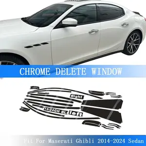 Glossy Black PVC Car Window Decorative Strip Sticker For Maserati Ghibli 2014-2024 Sedan Exterior Protection Accessory