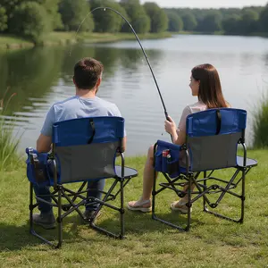 Fathersdaygift Summervibes Flash Sale Home Items: Hot Heavy-Duty Oversized Camping Directors Chairs 2-Pack Folding Side Tables & Cup Holder & Storage Pocket Sturdy Steel Frame Weather-Resistant 330 LBS Capacity Blue/Black Ideal Outdoor Lawn Chairs