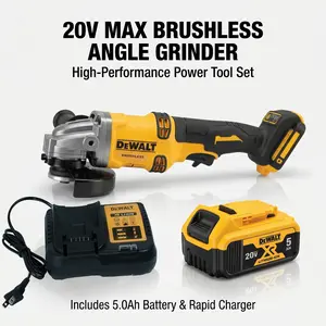 DEWALT DCG414  Brushless Angle Grinder,9000RPM No-load Speed,Equipped With Electronic Brake And Anti-kickback Protection, High Equivalent Power Design, 2.2kg Light Body, Applied For Industrial Metal Polishing Cutting And Surface Processing Work. job site