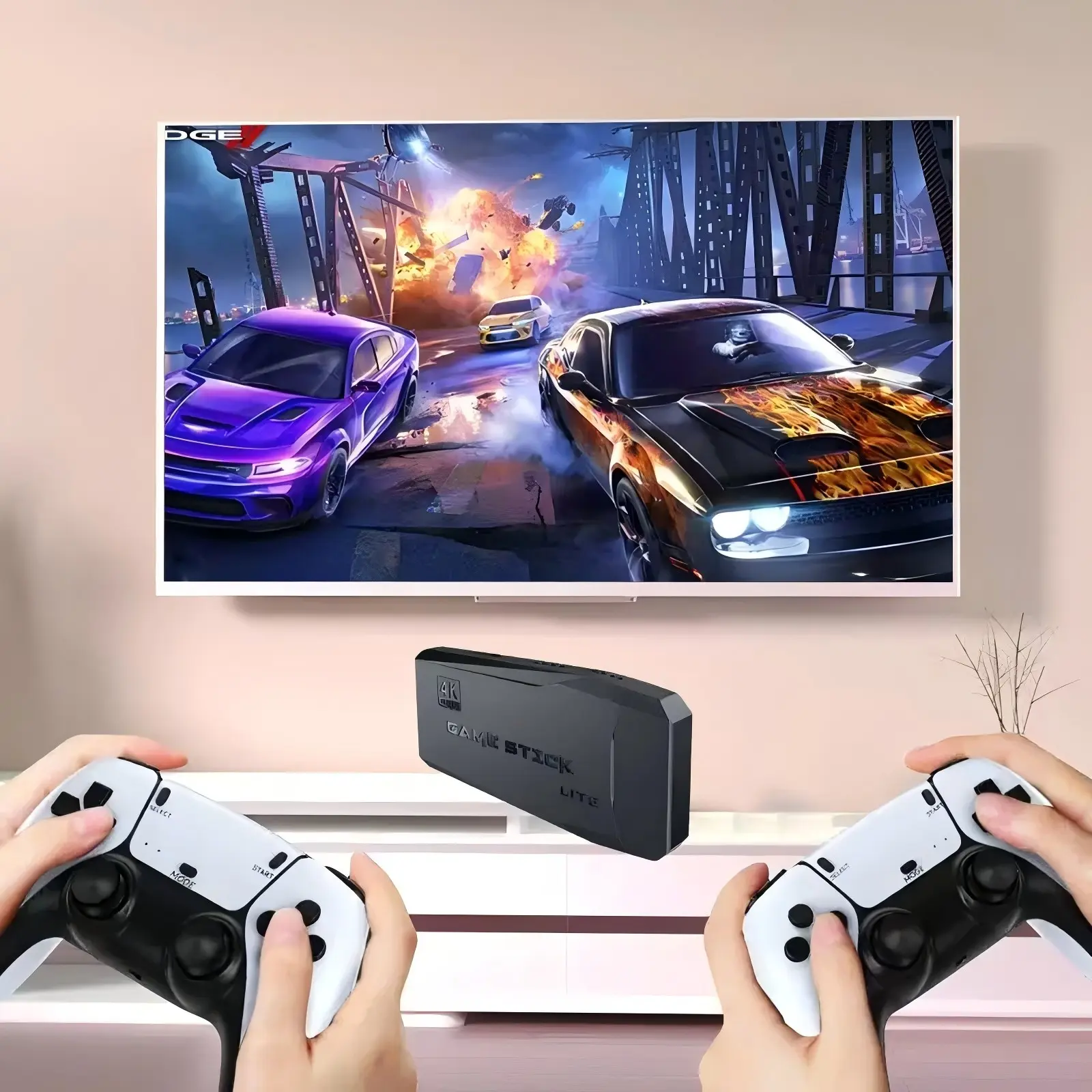 M8 4K Retro Game Stick, HD Home Video Retro Game Console with 2 Wireless Controllers, HDMI Output, 20000+ Built-in Games (128GB)