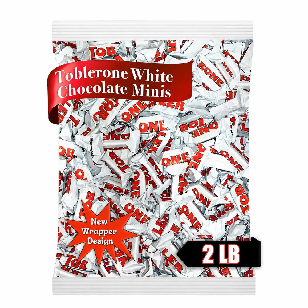 White Chocolate Toblerone Chocolate Bars Minis - Bulk Chocolate - White Toblerone is the Finest White Chocolate with Honey-Almond Nougat - White Chocolate Candy Bulk - Repackaged by Queen Jax