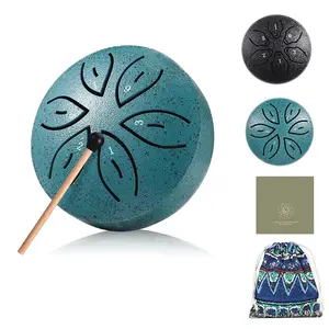 Rain Drum for Outside – 3-Inch Steel Tongue Drum with 6 Notes, Waterproof Garden Chime Instrument, Mini Pentatonic Hand Drum