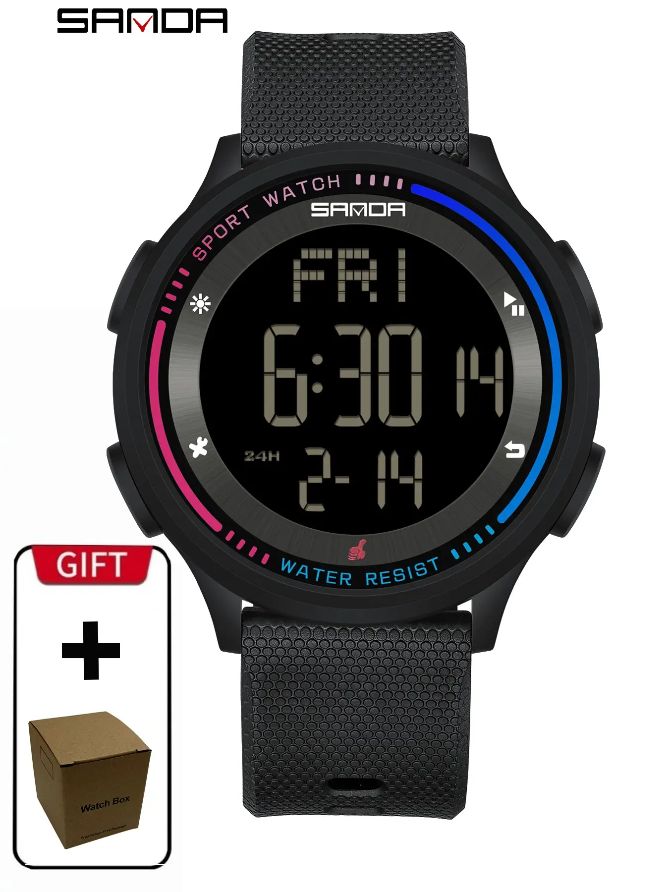 Men's Sporty Digital Wristwatch, Fashionable with Luminous Dial & Waterproof Wrist Watch Feature for Daily Life, Sportive Digital Watch, Modern Waterproof Watch
