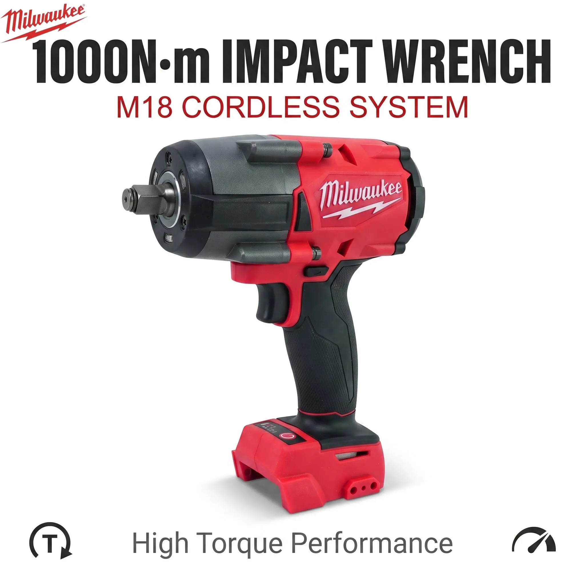 Milwaukee M18 FMTIWF12 1000Nm High-Torque Impact Wrench (1/2" Drive) – Suitable for automotive repair and construction projects. hex driver bolting rapid charger magnetic mount electronic brake reverse line speed horizontal, Auto Repair Tools