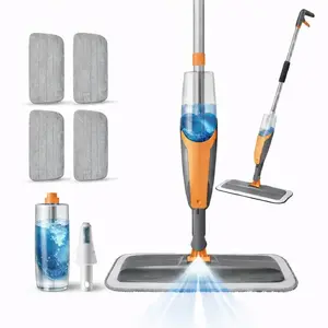 Spray Mop with 4 Microfiber Pads, 360° Rotating Head & Wet/Dry Use for Multi-Surface Cleaning
