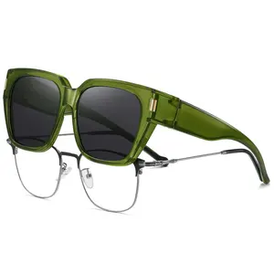 HAOLOTA Polarized Fit Over Glasses Sunglasses for Women Men Trendy Square Wrap Around Shades UV400 Protection TR90 Frame Lightweight & Durable