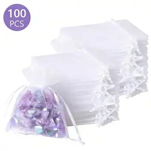 Humwam 100 Pack Sheer Organza Bags – 4x6 inch Drawstring Pouches for Gifts, Jewelry, Candy