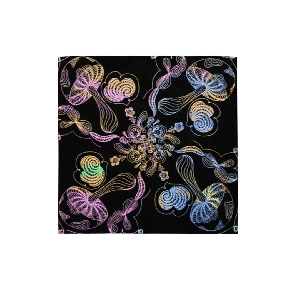 Trippy Mushroom Print Bandana, Fashion Hair Accessory for Headwear Styling