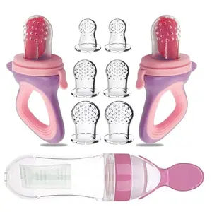 9-Piece Squeeze Feeding Bottle Cup Set, Newborn Pacifier Training, Rice Spoon, Baby Cereal Food Supplementer, Tableware, Silicone Utensils Set