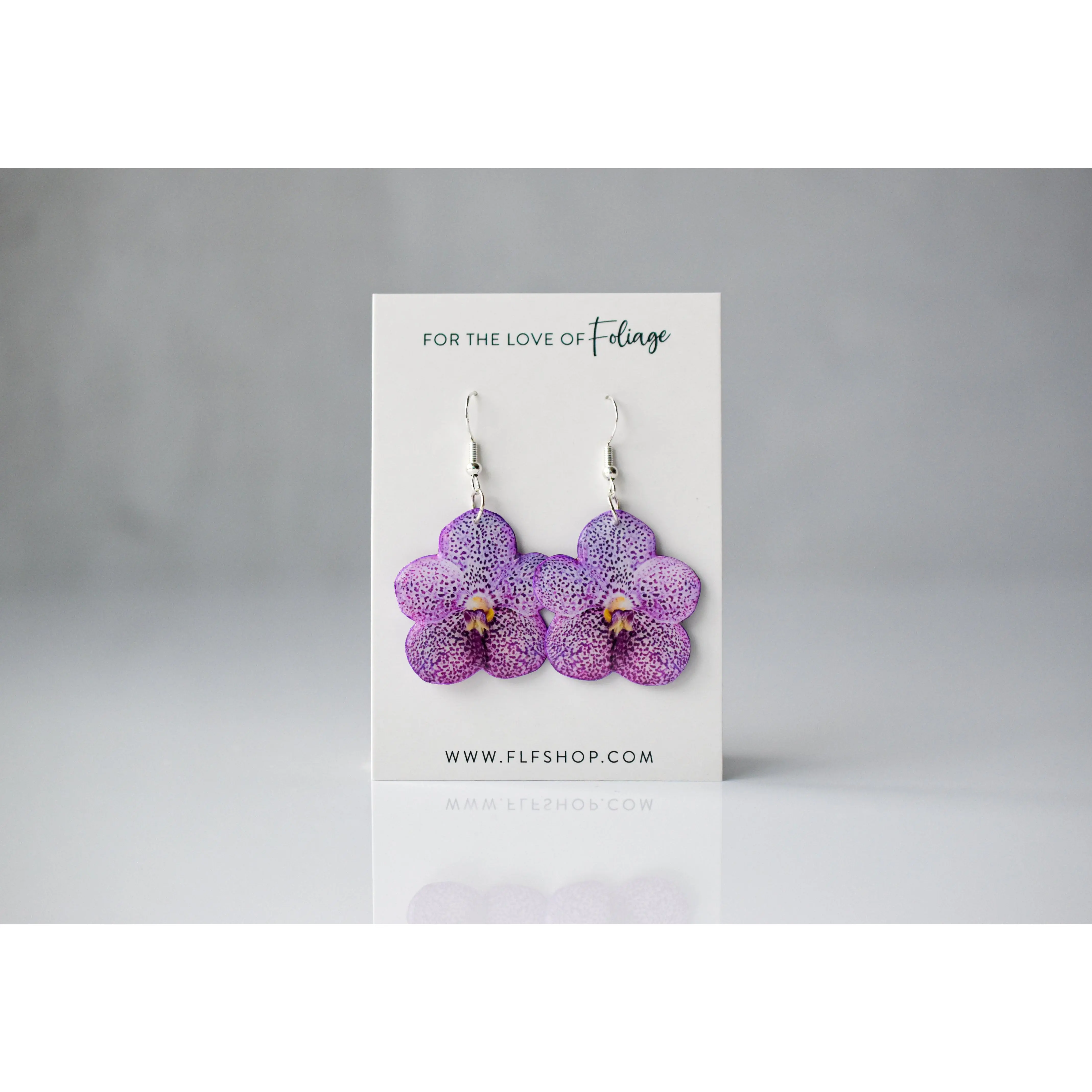Purple Orchid Bloom Plant Earrings | Blossom Earrings