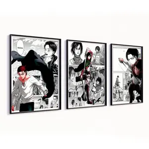 Attack on Titan Manga Panel Poster Set of 3, Eren, Mikasa, Levi, AOT Wall Art, Freedom Theme Manga Decor, Gift For Anime Fans