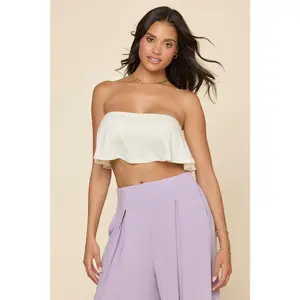 Go With The Flow Crop Top - Cream