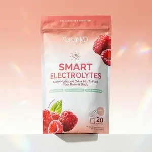 BrainMD Smart Electrolytes Daily Hydration Drink Mix - Brain and Body Fuel Supplement - 20 Stick Packs
