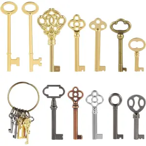 12PCS Hollow Barrel Skeleton Keys, Vintage Hollow Skeleton Keys for Vintage Locks, Decorations for Vintage Furniture