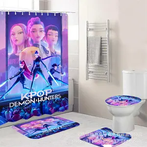 Anime Bathroom Mat Set, Bath Mat & Toilet Mat, Aesthetic Bathroom Decor