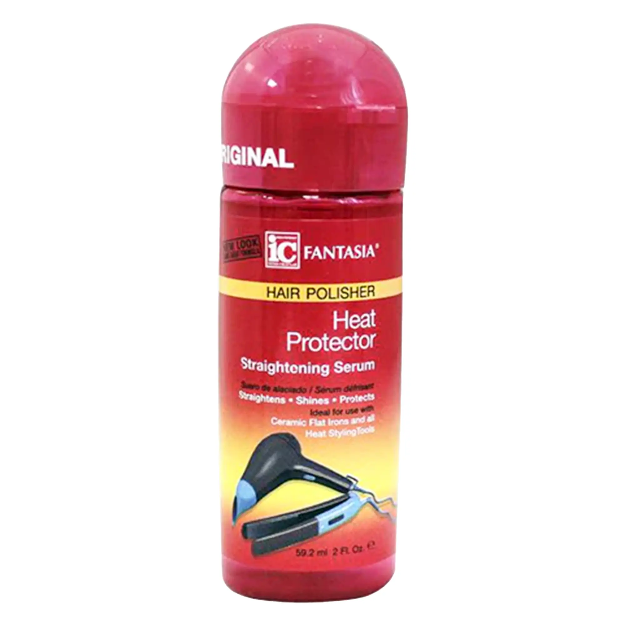 Fantasia IC Heat Protector Serum, Lightweight Anti-Frizz Treatment for Shiny Hair and Instant Softness, for Wavy & All Hair Types - 2 fl oz, Smooth, Instant Softness Shine, Silky, Heat Protectant For Hair