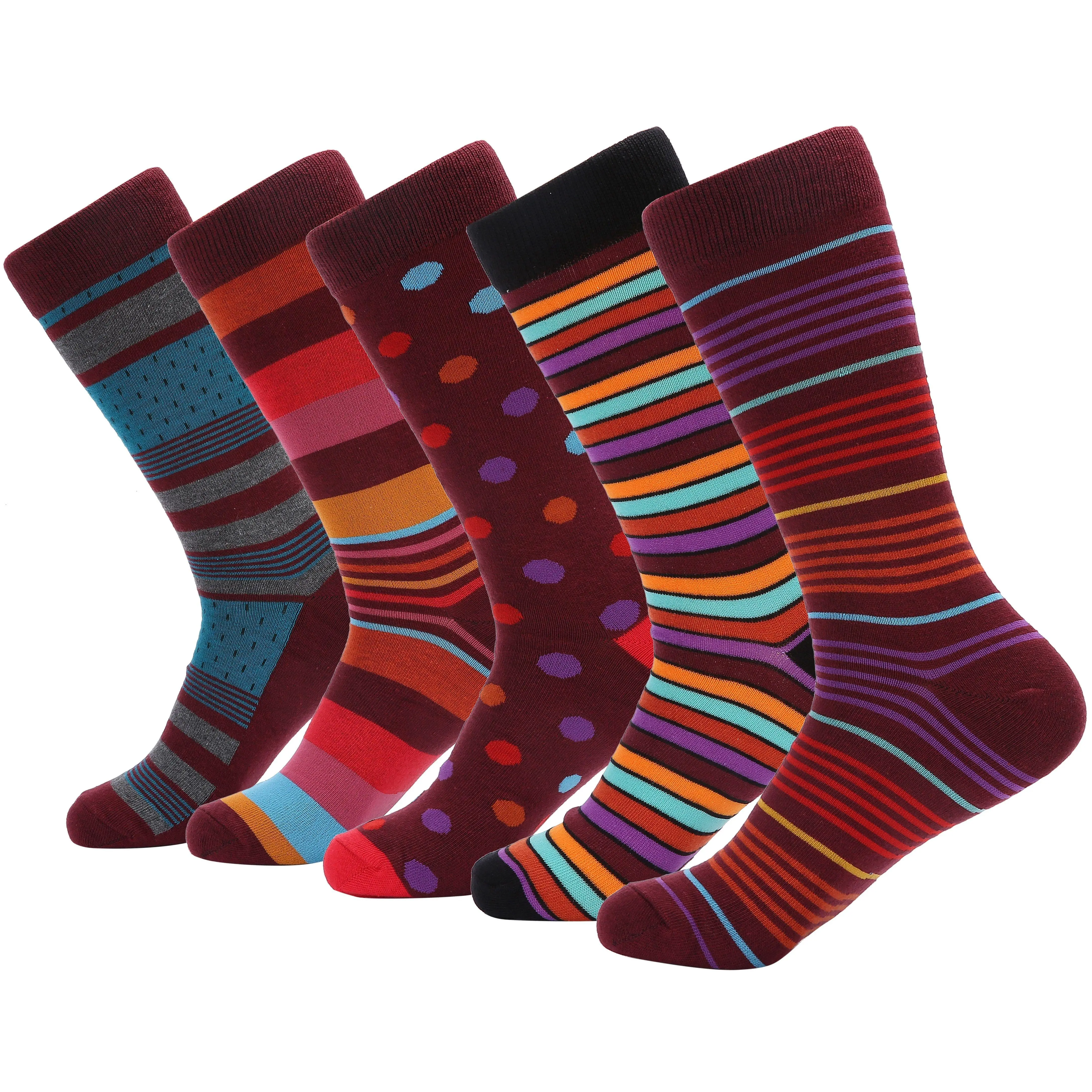 Morning Maroon Crew Socks 5 Pack Menswear Casual