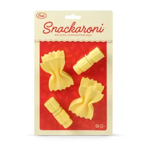 SNACKARONI Pasta Bag Clips Set of 4 Cute Maximalist Kitchen Accessories Durable ABS Plastic with Stainless Steel Springs Gift for Pasta Lovers