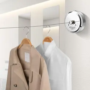 9.0ft Retractable Clothesline, 304 Stainless Steel Clothes Line Dryer with Heavy Duty Adjustable Stainless Steel Rope for Hanging.