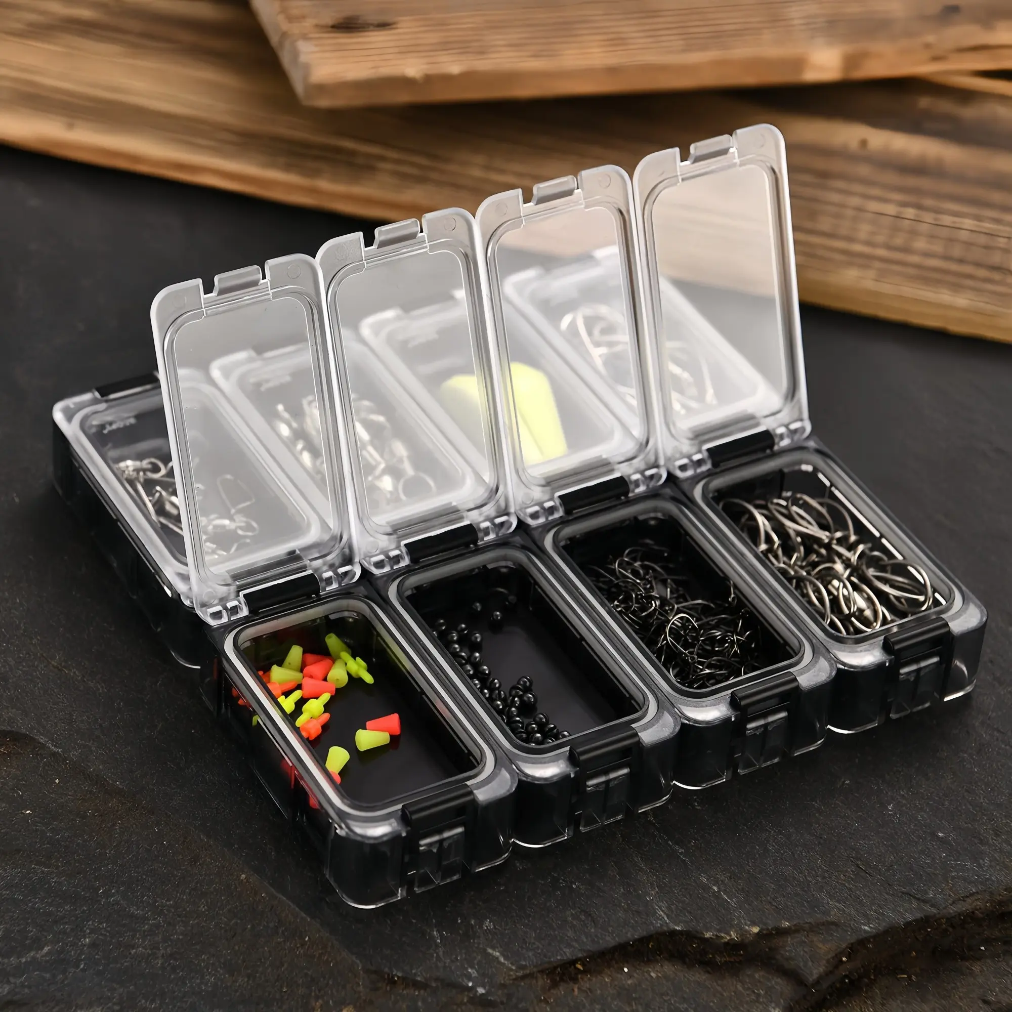 Small Fishing Gear Box Set of 4, Detachable and Assembled, Tackle Box Waterproof Glowing Storage Box with Magnetic Function, Fishing Tackle Boxes