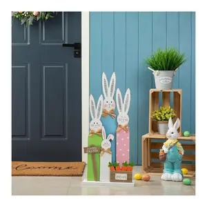 Glitzhome 29.75"H Easter Wooden Bunny Family Porch Sign