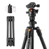 K&F Concept 64in/163cm Adjustable Camera Tripod with 360-Degree Ballhead, Lightweight and Portable Compact Design, 8kg/17.6lbs Load Capacity, Universal Cellphone Clip, Deskmount for Outdoor Travel Vlog (O234A1+BH-36) Camera Accessories