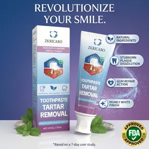 TOOTHPASTE TARTAR REMOVAL ZKRICARO Teeth Whitening, Best Way to Remove Plaque and Dental Calculus at Home, Intensive Stain Remover for Yellow Teeth, Coffee Smoke Stains, Professional Deep Clean Oral Care, Gum Health Repair, Fresh Breath Mint Cleansing