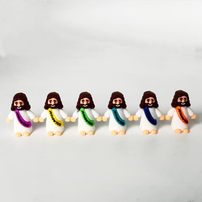 30 Pack Vibrant Mini Jesus Rubber Figures, Jesus Loves You Hide-and-Seek Toys, Religious Decor & Gifts for Baptism, Sunday School and Christmas Party Favors