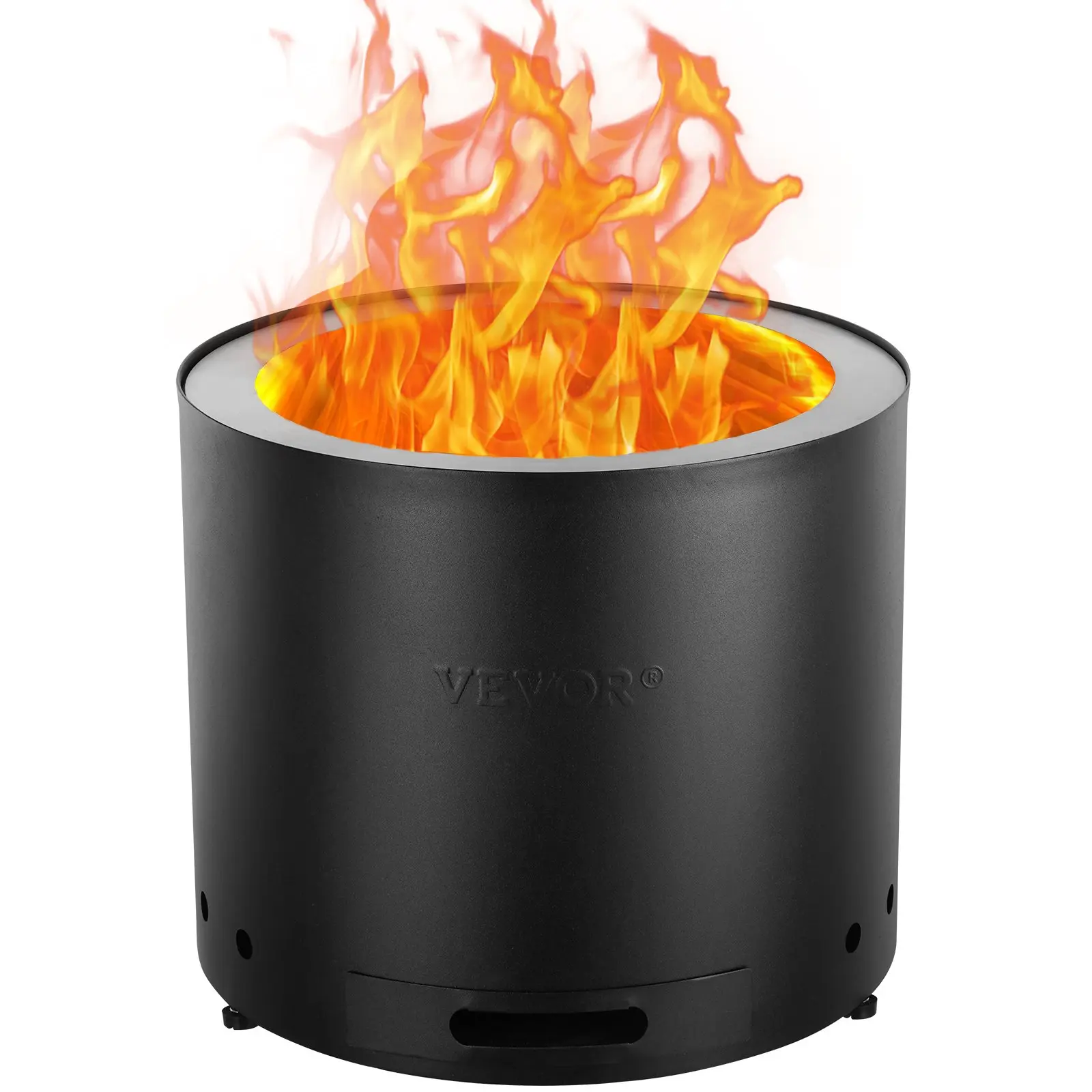 VEVOR Freestanding Smokeless Wood-Burning Fire Pit Stove, 19.3 in Dia x 15.4 in H, SUS430 Stainless Steel Inner, Removable Ash Pan, Portable Outdoor Fireplace for Patio Camping, Dia: 19.3 In, H: 15.4 In