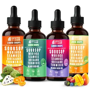 VYXION Pure Soursop 10 in 1 Liquid Drops Extract - Seamoss,Moringa,Black Seed Oil,Turmeric,Oregano Liquid Drops for Immune System and Gut Health Support