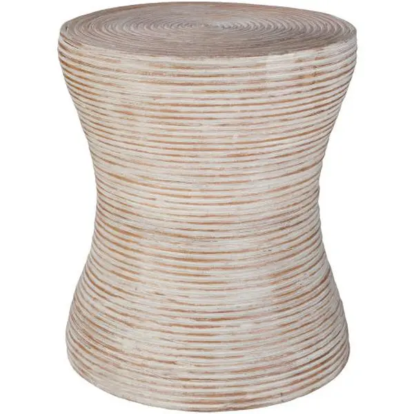 Balinese Rattan End Stool in Antique White
