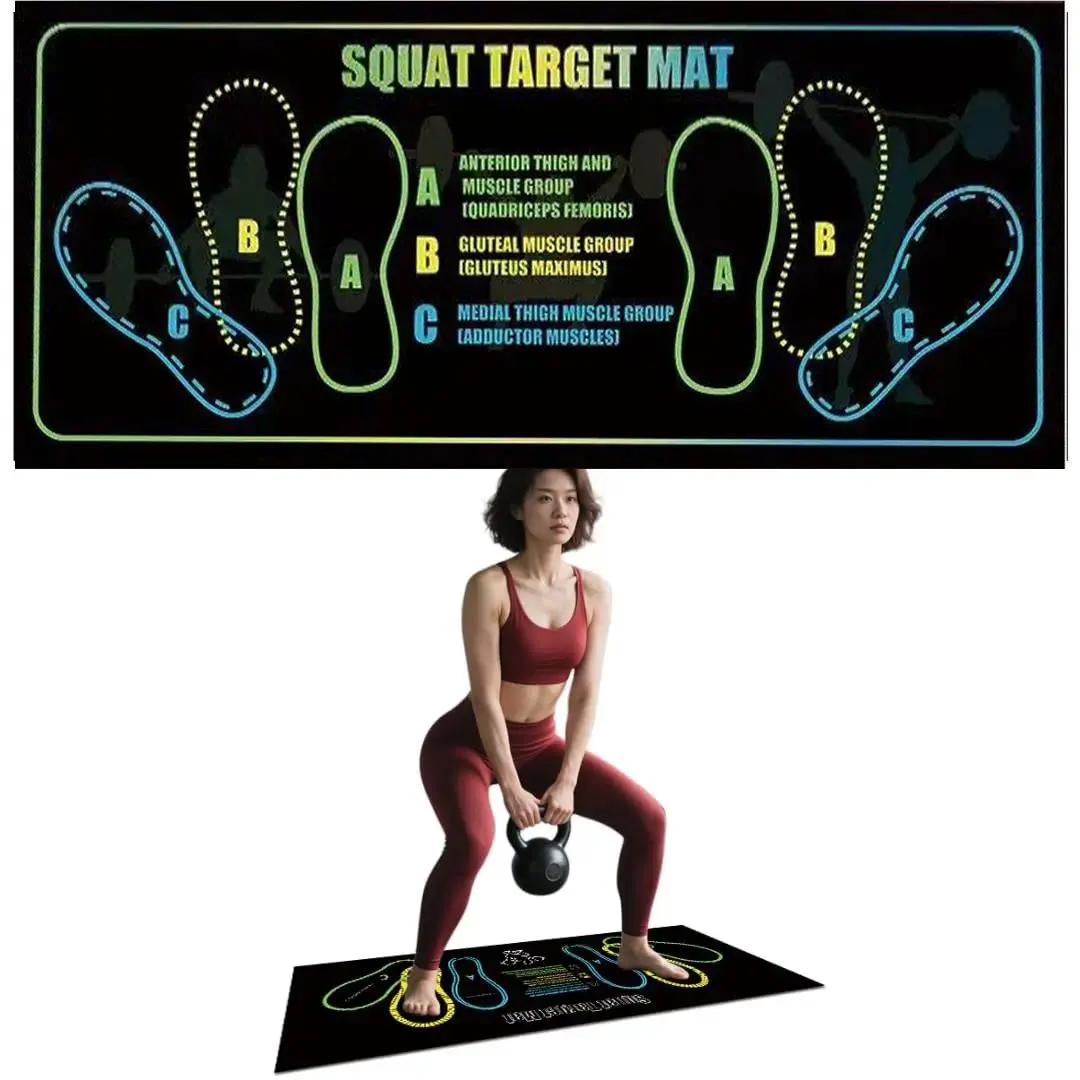 Exercise Mat Perfect for Squats, Leg and Ab Workouts, Squat guide mat, Squat Step Position, Squat Mat Knee Mat Lightweight and Portable for Men and Women, Gym Mat, Fitness Mat