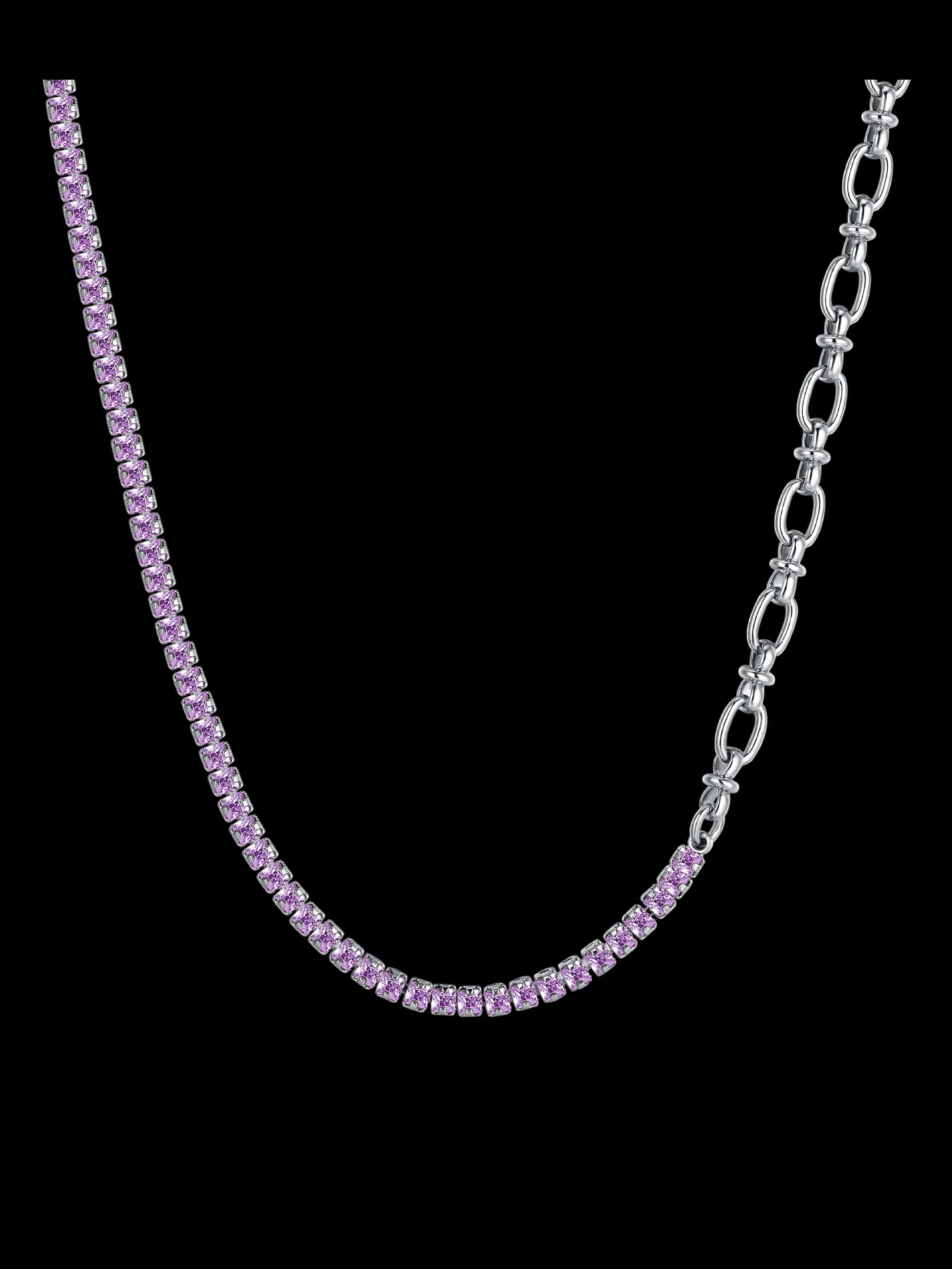Trendy Hip Hop Cubic Zirconia Decor Necklace, Cuban Rope Chain, Cuban Link Design, Fashion Jewelry for Party, Daily Clothing Decor, Trendy All-match & Exquisite Jewelry, Sparkling Zirconia, Cuban Link Chain for Birthday Gift