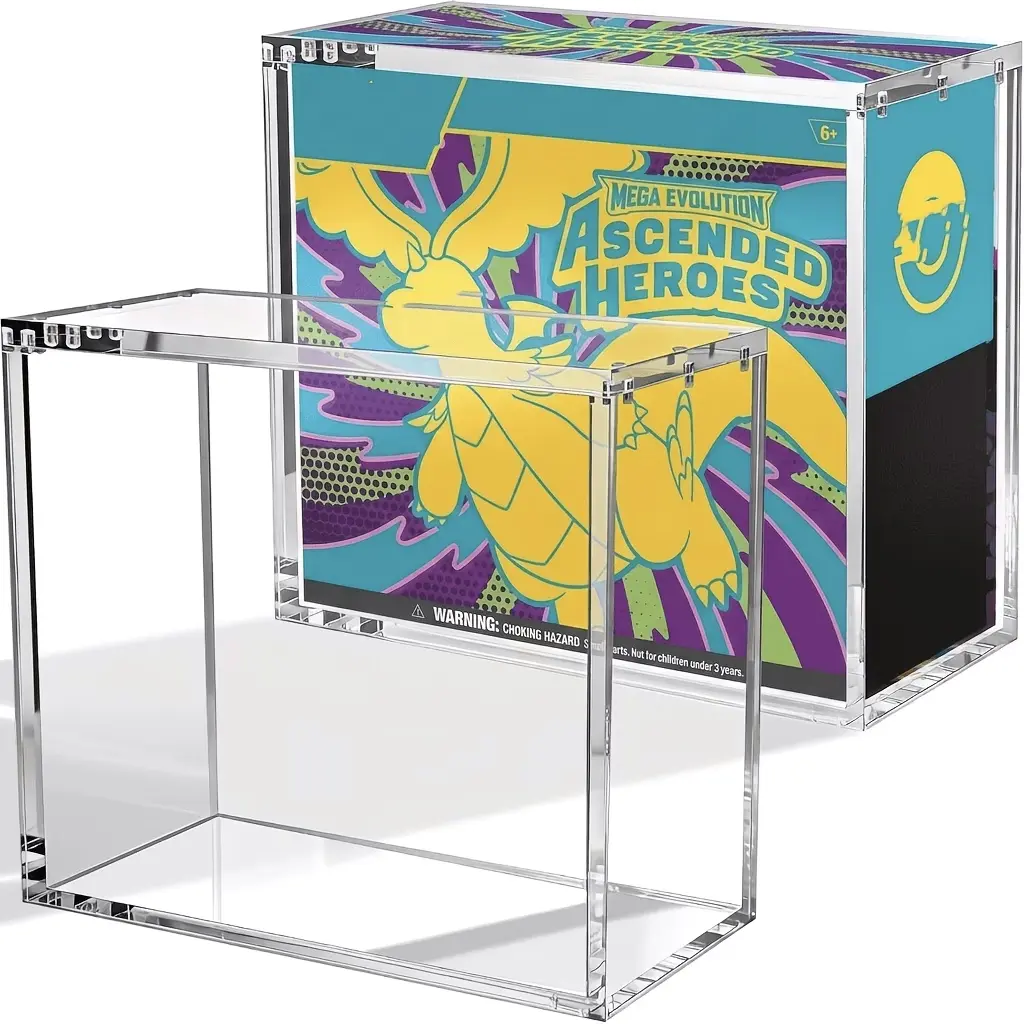 ETB Thick Acrylic Rectangle Display Case for Collectors - Transparent, Magnetic Lid, UV Protection, Dustproof, Home Organization Storage, Double Stacking Storage Bins with Lids Home Organizer