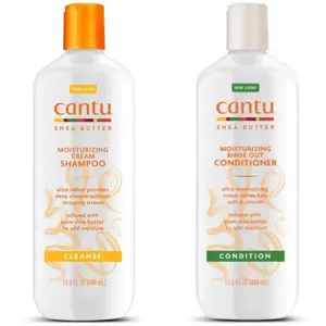 Cantu Shea Butter Moisturizing Cream Shampoo & Conditioner 13.5 Fl oz Bundle