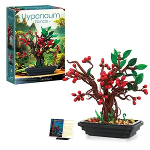 Botanicals Bonsai Tree Building Set - Artificial Hypericum Bonsai Tree Plants for Home Office Decor, Adults Ages 14+ ,Botanical Collection DIY Plant for Adults, Flora Birthday Gift