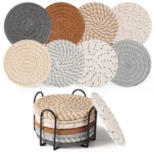 Coasters for Drinks, Coasters for Coffee Table, 8 Pack Coasters for Drinks Absorbent, Boho Coasters, Coaster Set 4 - Color Cup Coasters for Wooden Table, Living Room Decor