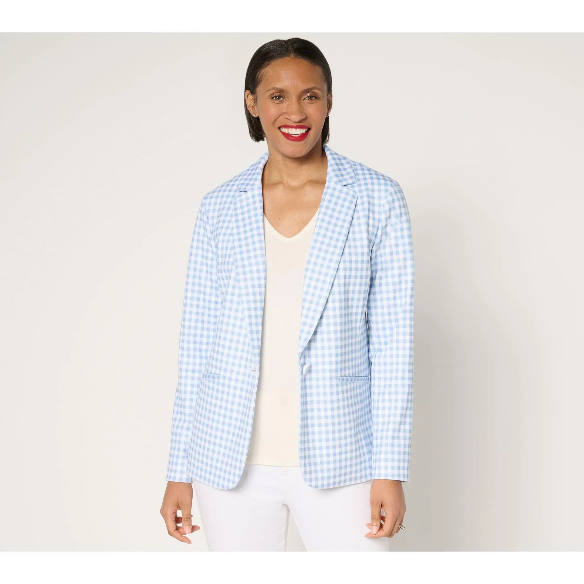 Tailored by Susan Graver Petite Printed Ponte Blazer