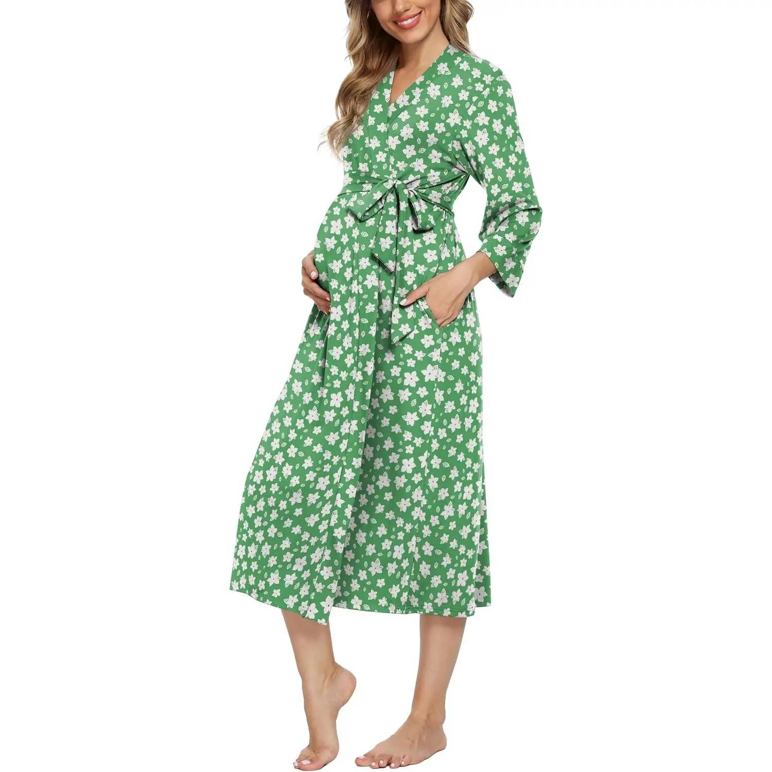 Xpenyo Women's Maternity Sleepwear,Labor/Delivery/Nursing/Hospital Nightgown Kimono Robes Long Pregnancy Loungewear