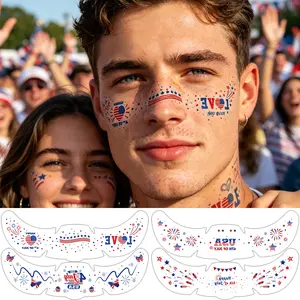4 Pcs July 4th Independence Day Temporary Face Freckle Tattoos, Usa Flag Patriotic Fake Freckles Stickers, Women's Party Makeup Decorations