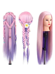 Colorful Training Head Salon Hair Styling Practice Mannequin Model, Creative Christmas Gift for Kids, All Seasons Use