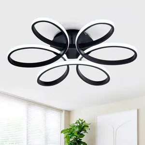 23-Inch Flush Mount LED Ceiling Light Black Fixture for Kitchen Dining Room Bedroom
