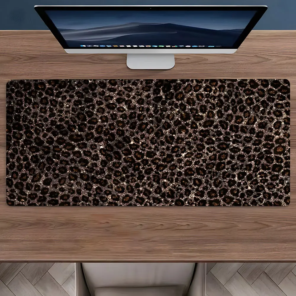 Wild Leopard Print Extra Large Gaming Mouse Pad, Desktop Decoration Pad, Rubber Pad Non-slip Lock Edge Work Pad, Gaming Desk Accessory, Office Desk Accessories, Computer Desk Accessories, Multi-size Mousepad For Laptop, Desktop, Work