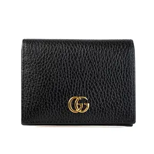 Pre-owned GUCCI GG leather Small Leather Goods Gucci Black GG Marmont Wallet G26012464