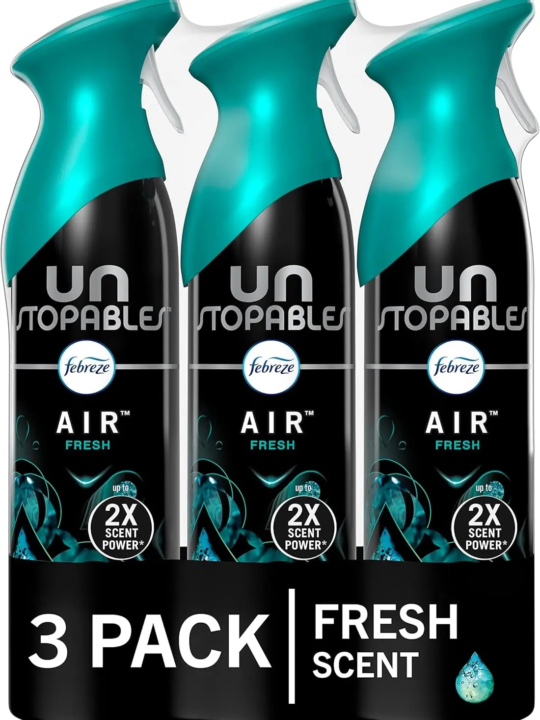 Febreze Air Freshener Spray Unstopables Fresh Scent 8.8oz 3 Pack Odor Fighting Room Freshener for Home Bathroom & Kitchen Aerosol Can 2X Scent Power