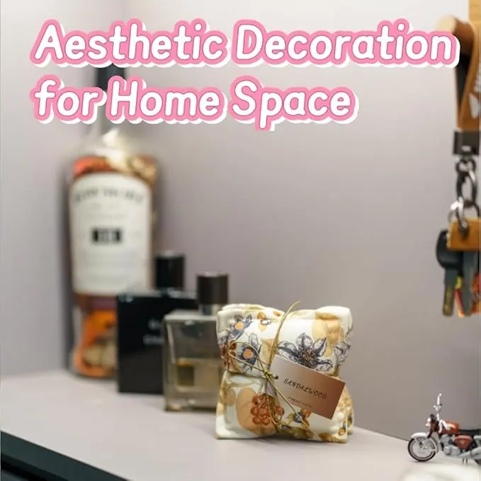4 Packs Sandalwood Scented Sachet Bags for Drawers and Closets, Potpourri Packets for Women Clothes, Handcraft Wedding Fragrance Mesh Pillow Summer, Bedroom Indoor Organza Fresheners Dried.
