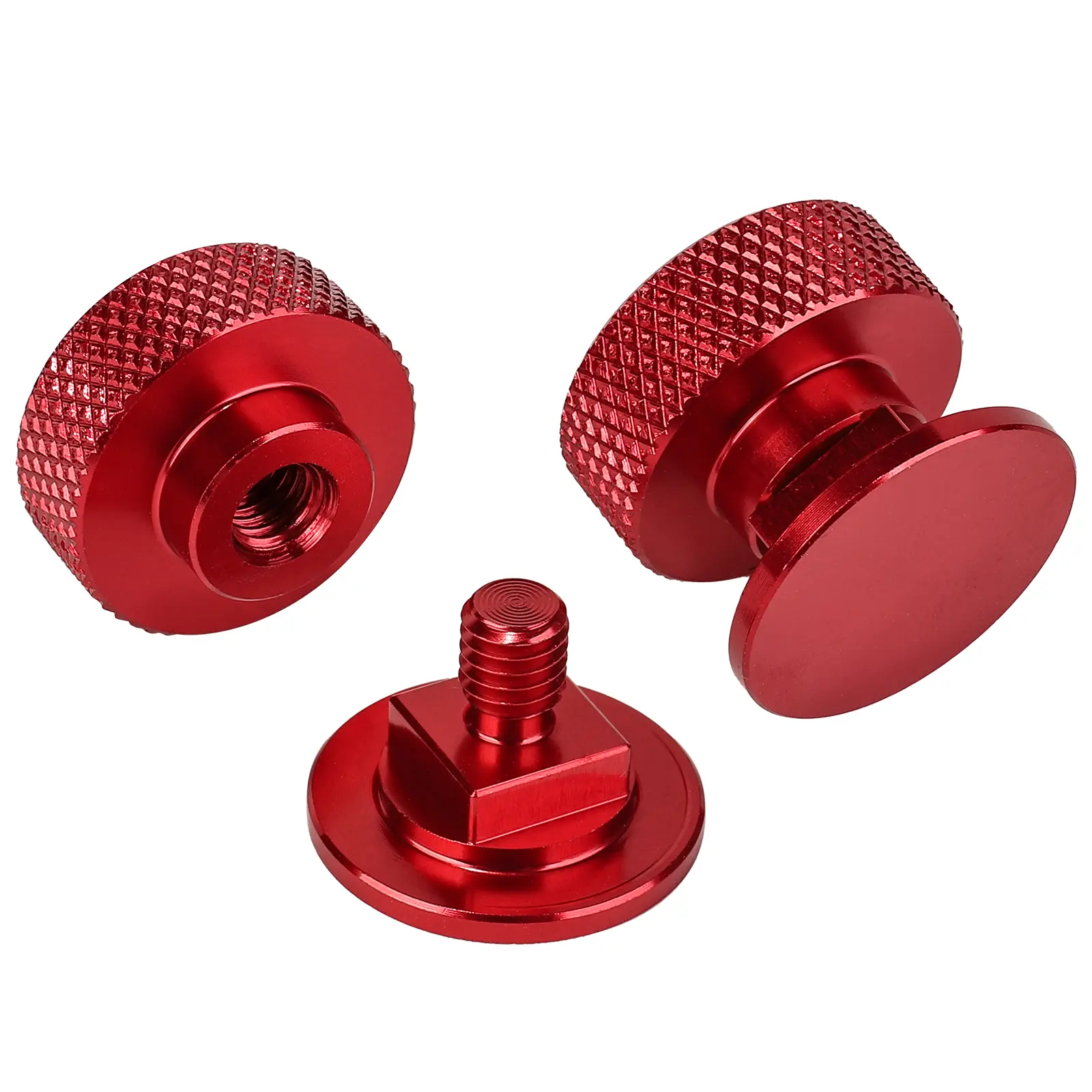 3mirrors Welding Hood (Pipeliner) Helmet Fasteners Headgear Replacement Parts Accessories Screws Flip Hood Aluminum - 1 Pair (Red Anodized Knurled)
