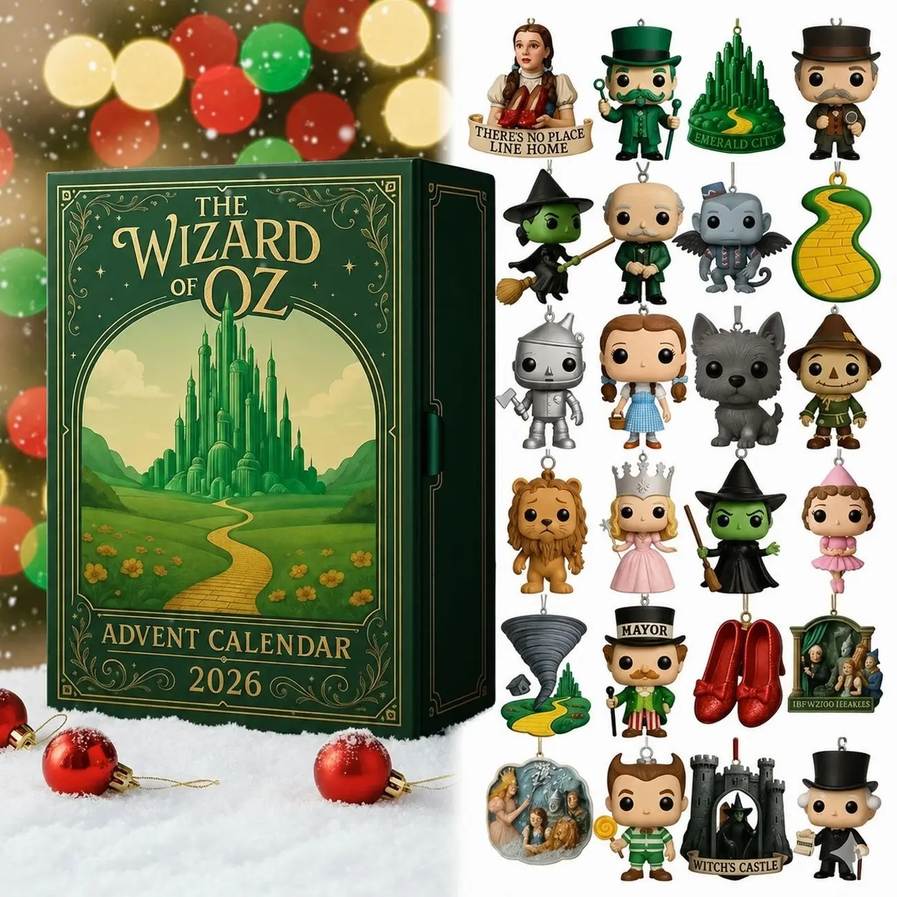 Magical Emerald City 2D Flat Acrylic Advent Calendar Gift | 24 Days Christmas Halloween Countdown Decor | Holiday Gift for Kids
