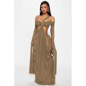 Alora Mesh Maxi Dress - Olive Y
